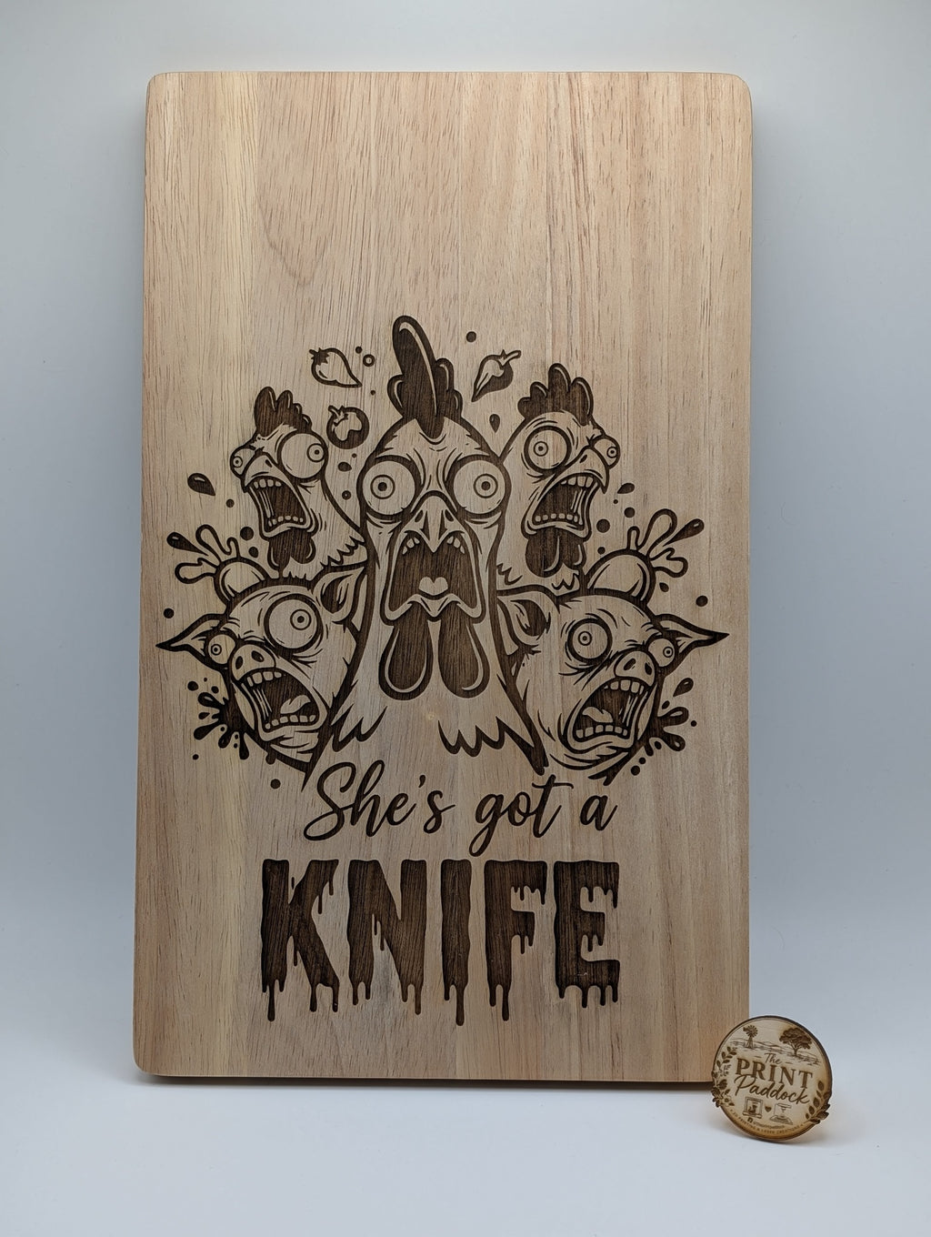 🔪 “She’s Got a Knife” Engraved Chopping Board