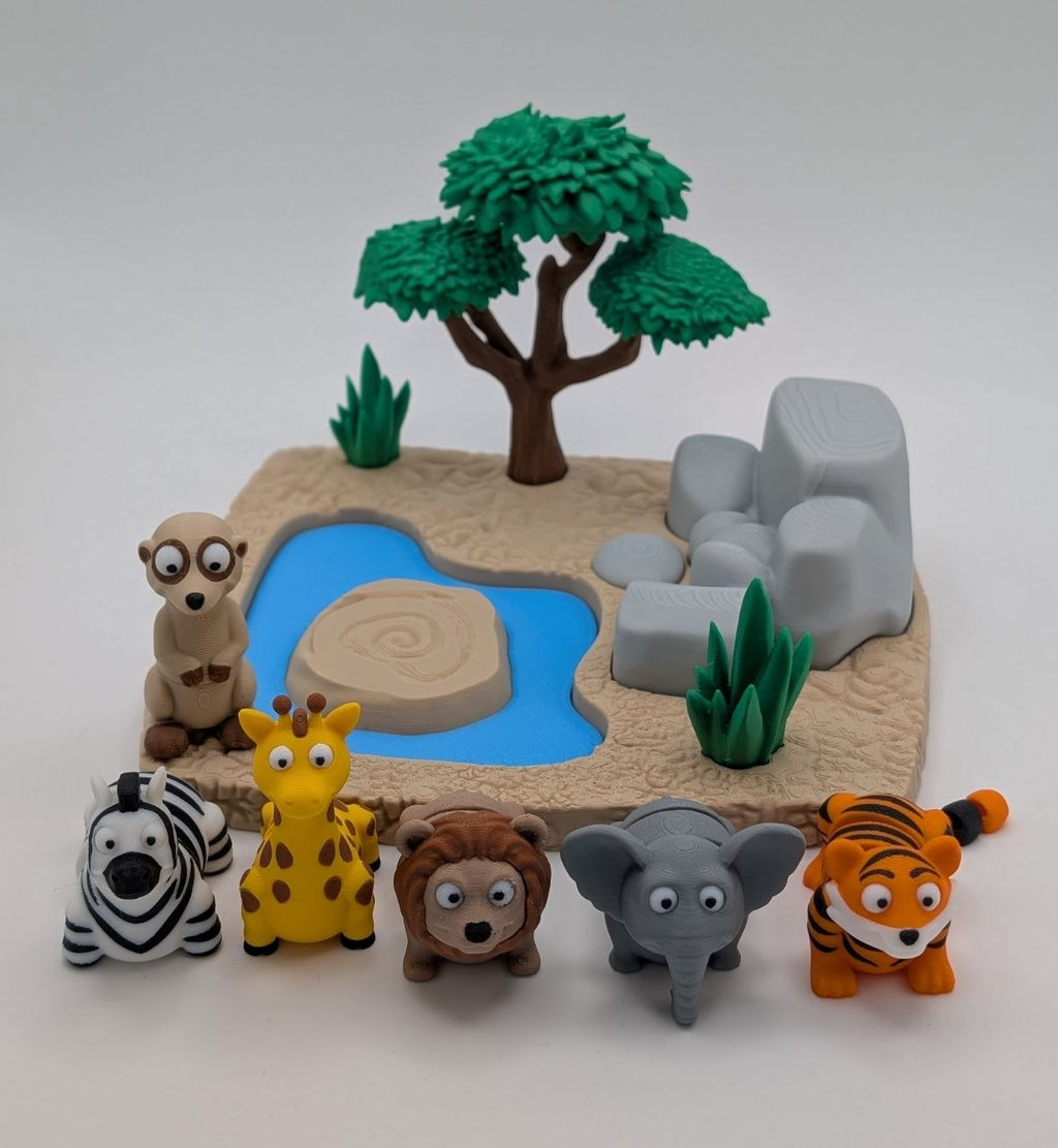 🦁🌿 Safari Playset with 3 Animals 🌿🦒